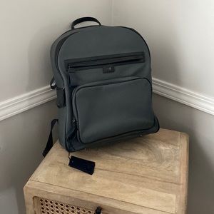 NWT. Cavalli class unisex grey leather backpack bag